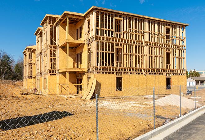 a snapshot of temporary chain link fences protecting a large construction project from unauthorized access in Orting, WA